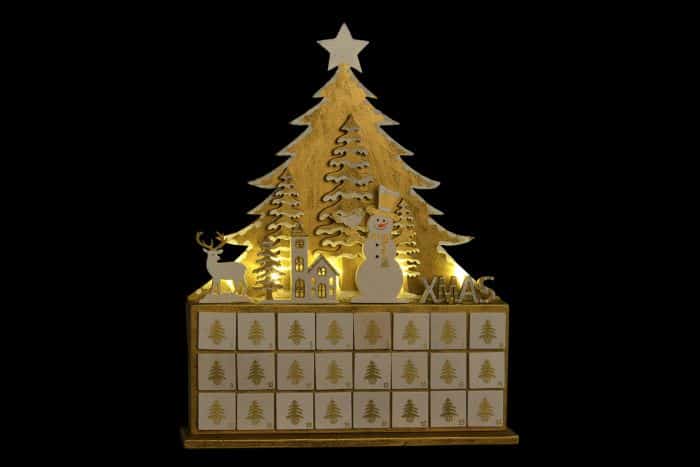 Calendrier de l'avent - Bonhomme de neige lumineux en bois