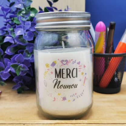 Bougie Jar - "Merci Nounou" - Collection florale