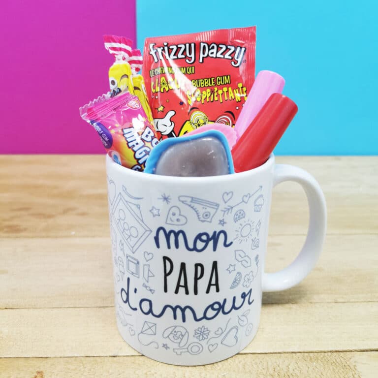 MUG "mon Papa d'amour " bonbons rétro 80 Cadeau Papa