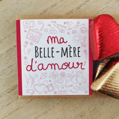 Cœurs au chocolat au lait et chocolat noir praliné x8 "Belle-mère d'amour"