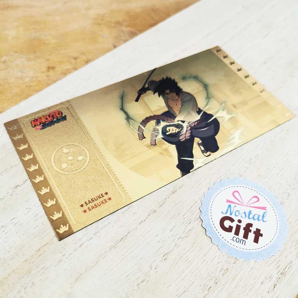 Billet Naruto Uchiha Sasuke OR Collector Yen Gold Doré card carte Idée  cadeau gift - Naruto