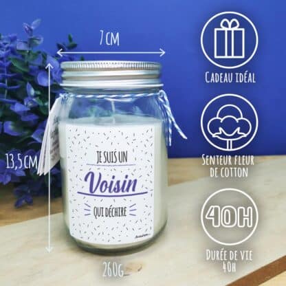 Bougie Jar "Je suis un voisin qui déchire" – Image 3