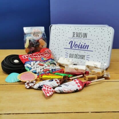 Coffret bonbons en métal des années 60 "Je suis un voisin qui déchire" - Cadeau personnalisé – Image 2