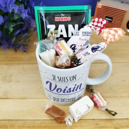 Mug bonbons des années 60 "Je suis un voisin qui déchire" - Cadeau personnalisé – Image 2