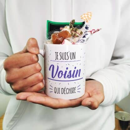 Mug bonbons des années 60 "Je suis un voisin qui déchire" - Cadeau personnalisé – Image 4