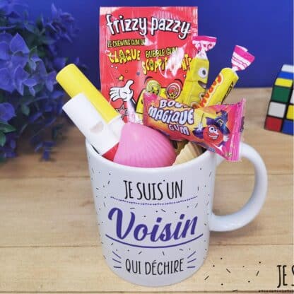 Mug bonbons des années 80  "Je suis un voisin qui déchire" - Cadeau personnalisé – Image 2