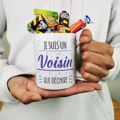 Mug bonbons des années 90 "Je suis un voisin qui déchire" - Cadeau personnalisé – Image 4