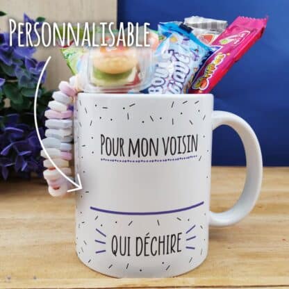 Mug bonbons des années 2000 "Je suis un voisin qui déchire" - Cadeau personnalisé – Image 6