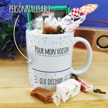 Mug bonbons des années 60 "Je suis un voisin qui déchire" - Cadeau personnalisé – Image 5