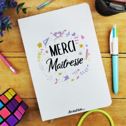 Carnet "Merci Maîtresse" personnalisé - collection florale