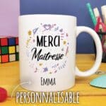 Mug "Merci Maîtresse" floral - cadeau personnalisable