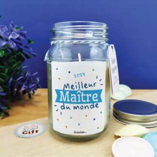 Bougie Jar "Meilleur maître du monde" - Cadeau pour Maître