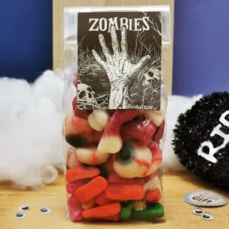 Sachet de Bonbons Zombies Halloween : 10 Yeux gélifiés, 20 Os gélifiés et 20 Mini doigts gélifiés