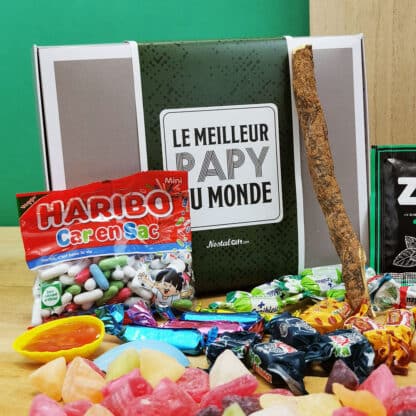 Boîte bonbons des années 60 "Le meilleur papy du monde" - Coffret cadeau papy bonbons 60