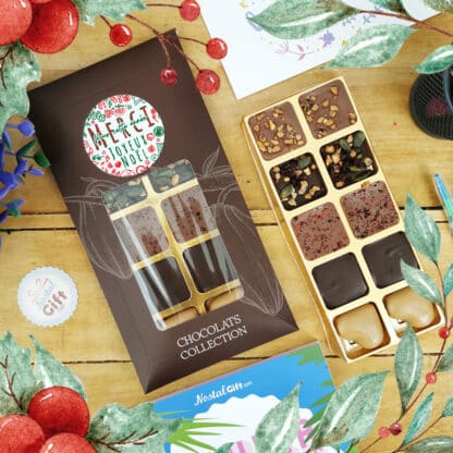 Tablette 10 chocolats "Merci pour cette année - Joyeux Noël" made in France (Maison Guinguet)