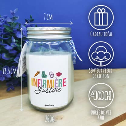 Bougie Jar "Infirmière Géniale" - Cadeau Personnalisé – Image 3